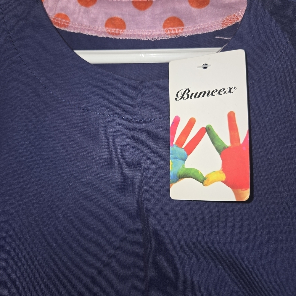 Navy Blue Striped Kids Nightgown with Dog Design - Picture 8 of 10